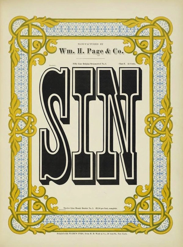 A font sample from 1874