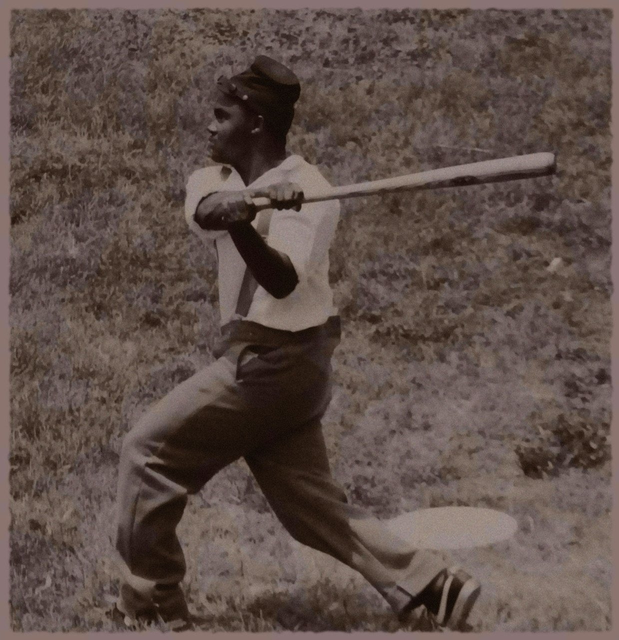 Batter during a baseball game at Fort Pulaski - the site of the first known photograph of a game of