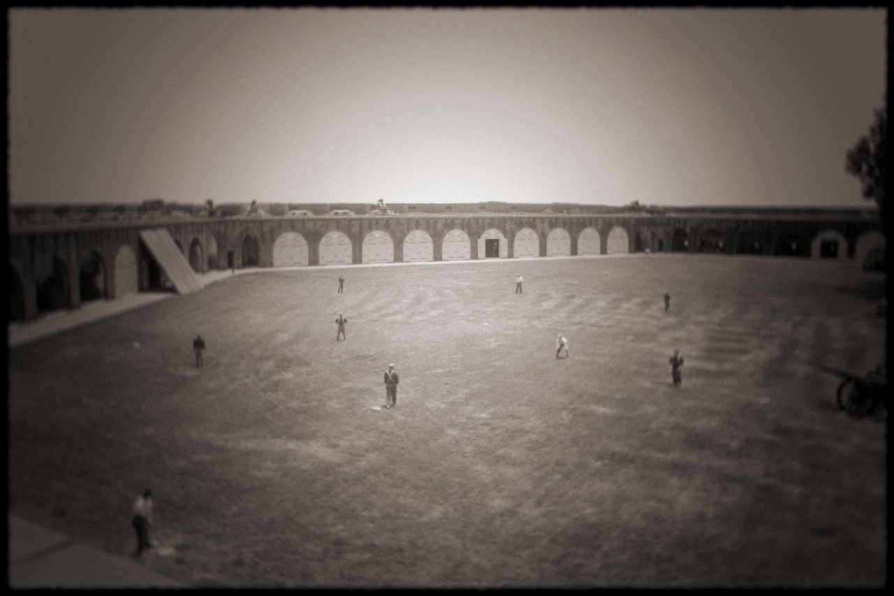 An exhibition baseball game at Fort Pulaski. July 3, 2011. 
