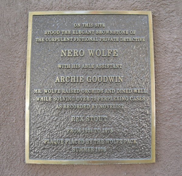 Plaque at the address of Nero Wolfe and Archie Goodwin