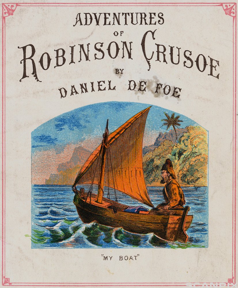 ca. 1900 --- Cover for Adventures of Robinson Crusoe --- Image by © Bettmann/CORBIS
